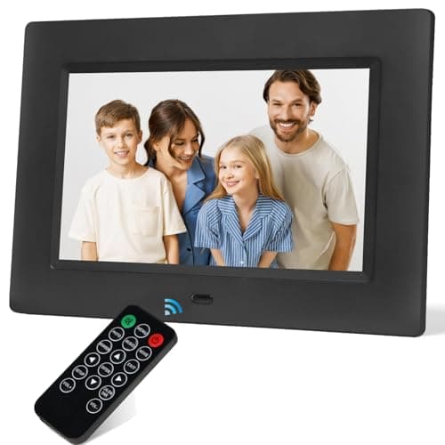 Image of 7 Inch Digital Photo Frame, Electronic Photo Frame,Digital Picture Frame 1024x600P Music Photo Video Player with Remote Control 4 Windows Display/Multi-Slideshow/Calendar/Clock Alarm Function