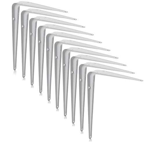 Image of XFORT® London Shelf Brackets, Wall Mounted Shelving Support Brackets, Book Shelf Bracket, Floating Shelve Bracket. [White, 10 Pack] [8 x 6 inch]