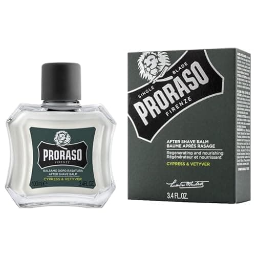 Image of Proraso Aftershave Beard Balm, Cypress and Vetyver, 100ml, Scented Beard Balm Softens, Protects and Eases Discomfort, Made in Italy