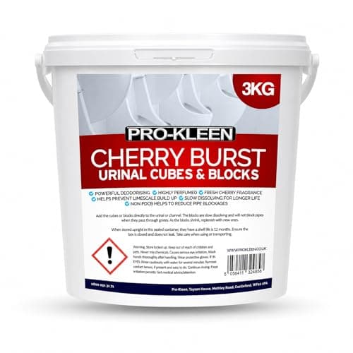 Image of Pro-Kleen Cherry Urinal Blocks 3KG, Non PDCB Slow Dissolving Channel Cubes, 30 Day Odour Control for Commercial Washrooms