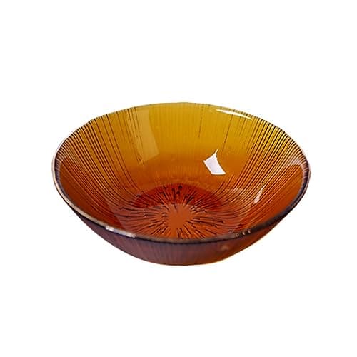 Image of soulnioi Glass Crystal Dipping Bowl, Gold Inlay Seasoning Plate, Mini Snack Dessert Bowls, Small Soy Sauce Dish for Home Wedding Party - Amber