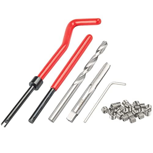 Image of Mesee 30 Pieces Thread Repair Tool Kit, M6 x1.0mm Thread Repair Insert Replacement Installation Car Helical Coil Repair Compatible Hand Tool Set for Auto Repairing