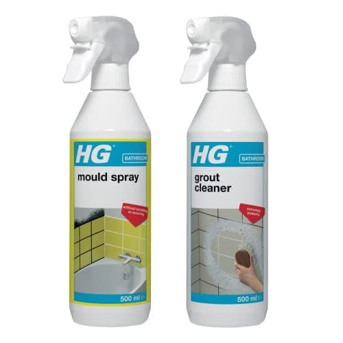Image of HG Mould Remover Spray, Effective Mould Spray & Mildew Cleaner, Removes Mould & More (500ml) + HG Grout Cleaner, Ready-To-Use Tile Grouting Cleaning Spray, Removes Stubborn Stains & More 500ml Spray