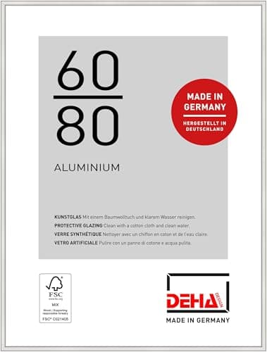 Image of DEHA Design Boston Aluminium Picture Frame - 60x80 cm – Silver - with Synthetic Glass and Push/Turn Clips