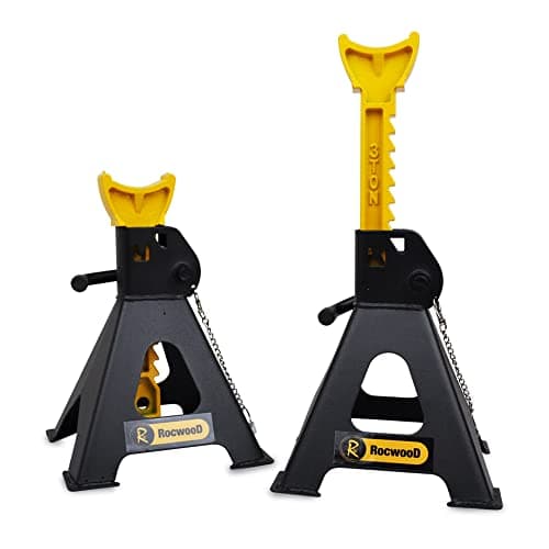 Image of RocwooD Axle Stand 3 Tonne Ton Car Van Jack Ratchet Heavy Duty Automotive Vehicle Repairing Tool Garage Workshop Safety Steel Lift Lifting Pair Of Stands