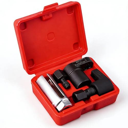 Image of Anhoer 5-Piece Oxygen Sensor Socket Set 22mm (7/8") with Thread Chaser M12 M18, 1/2" & 3/8" Drive O2 Lambda Sensor Removal Tool Kit, Chrome-Molybdenum Steel Offset Wrench for Automotive Repair