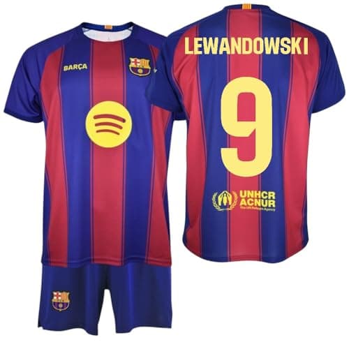 Image of FCB FC Barcelona Children's Kit 9 Lewandowski Home Kit 25/26 Official Replica – Children's Set with T-Shirt and Trousers