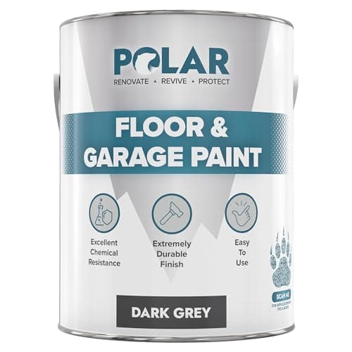 Image of Polar Floor & Garage Paint - 5L, Dark Grey - Hard Wearing Concrete Floor Paint & Slip Resistant Finish - Interior Use