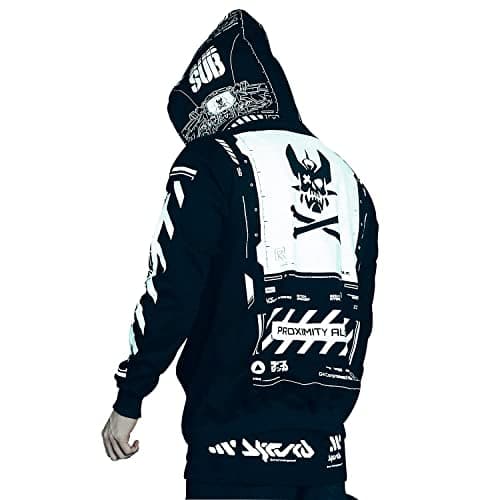 Image of Niepce Inc Graphic Cyberpunk Zip Up Men's Fashion Hoodies Sweatshirts, Black, 3XL