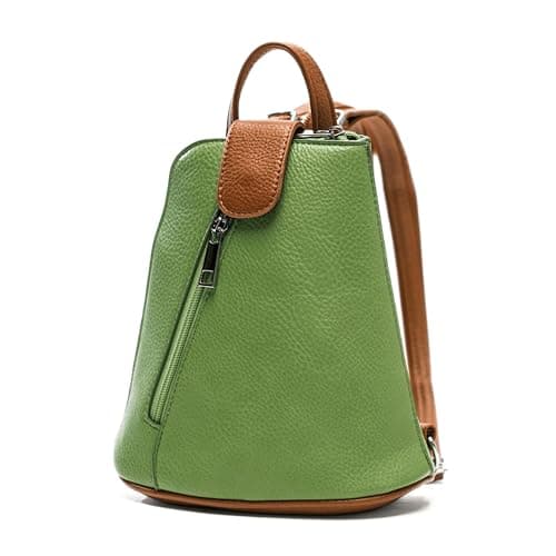Image of Mabel London Stylish Convertible Mini Backpack for Women - Small Vegan Leather Rucksack Crossbody Bag with Zip Pockets - Charlotte (Green)