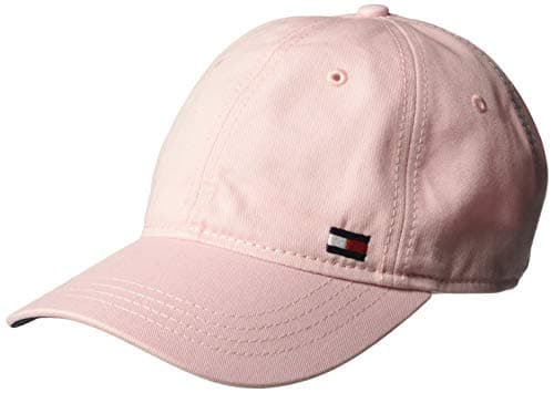 Image of Tommy Hilfiger Men's Dad Hat Billy Corner Flag Cap Baseball, Crystal Rose, One Size