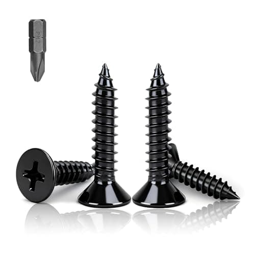 Image of PDKKFF M4x18mm Flat Head Wood Screws, 80Pcs Black Self Tapping Screws, Carbon Steel Phillips Countersunk Head Screws for Woodworking, Furniture, DIY