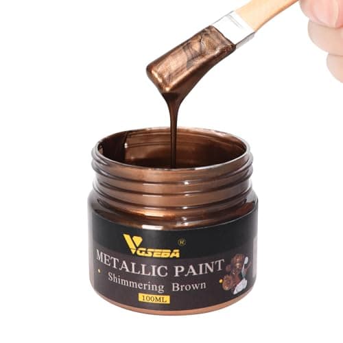 Image of VGSEBA Acrylic Paint Metallic Brown, Non Toxic, Non Fading, 100ml Brown Acrylic Paint for Crafts, Art, Painting, Handcrafts, Ideal for Canvas Wood Clay Fabric Ceramic Craft Supplies