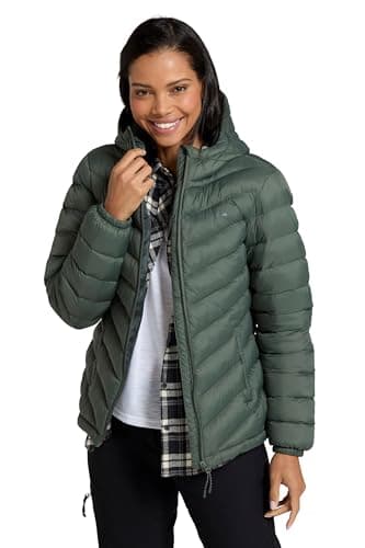 Image of Mountain Warehouse Seasons Womens Padded Jacket - Water Resistant Coat, Puffer Jacket, Front Pockets, Adjustable Elastic Cuffs & Hood - For Spring Summer, Outdoors Light Khaki Women's Size 16
