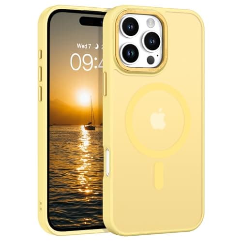 Image of GaoBao Magnetic Case for iPhone 16 Pro Phone Case,[Compatible with MagSafe] Translucent Matte Phone Case for Women Girls Cute Slim Shockproof Protective Cover for iPhone 16 Pro,6.3 Inch,2024,Yellow