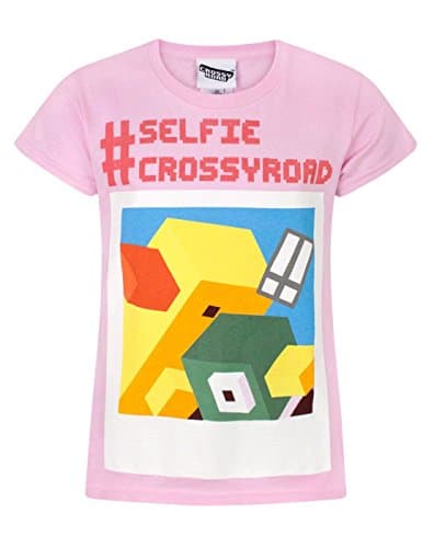 Image of Crossy Road Selfie Girl's T-Shirt (9-11 Years) Pink