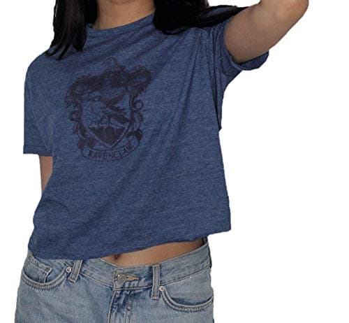 Image of HP106LRVN Licensed Harry Potter Ravenclaw Ladies/Girls Saphire Blue Crop T-Shirt (L)