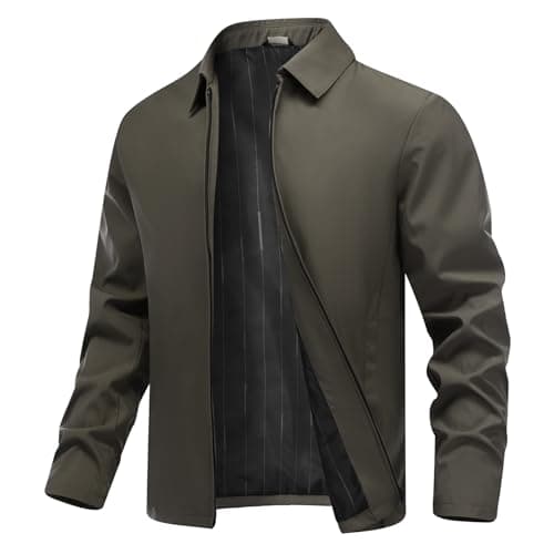 Image of Allthemen Mens Lightweight Casual Bomber Jacket Spring Windbreaker Baseball Sports Cargo Outwear Solid Color Khaki S