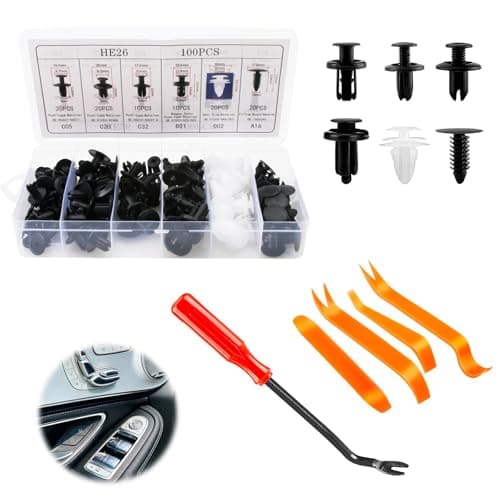 Image of 100PCS Car Trim Clips Expansion Rivets Set, Plastic Fasteners Assortment with 6 Inch Screwdriver and 4 Types for Vehicle Panel Fixing