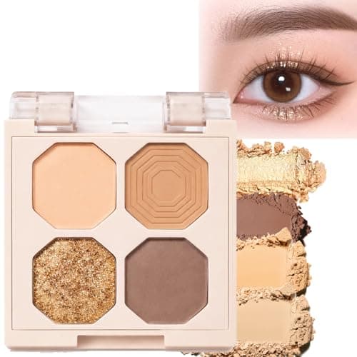 Image of 03 Cashmere Taupe Nude Brown Quad Eyeshadow Palette for Daily Makeup – Matte & Shimmer Shades, Long-Lasting & Smudge-Resistant Wear, Compact Four Colour Palette for Office & School