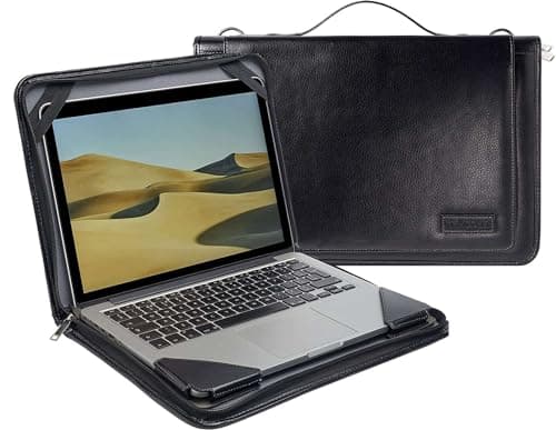 Image of Broonel Black Leather Laptop Messenger Case - Compatible with Dell Vostro 13.3 5391 13.3.3" Laptop