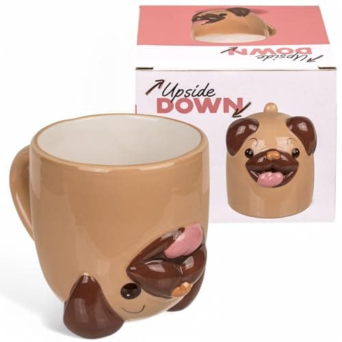 Image of Mug with Handle, Upside-Down Ceramic Approx. 400 ml (Pug)
