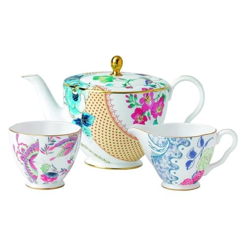 Image of Wedgwood Butterfly Bloom 3 Piece Set: Teapot, Sugar Bowl and Cream Jug
