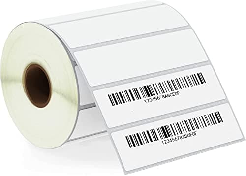 Image of True-Ally 100x25 Direct Thermal (DT) Barcode Label Sticker - 4 x 1 inches - 100mm x 25mm - 1000 Labels Per Roll - White Self Adhesive Sticker for Printing Barcoding (1 Roll Per Pack(1000 Labels))