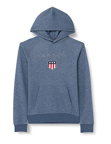 Image of GANT Boy's Shield Hoodie Hooded Sweatshirt, (Indigo Blue Blend), 16 Years