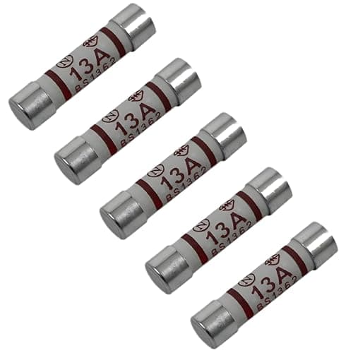 Image of 5x 13A Fuses - Domestic 3 Pin Plug Cartridge 13 Amp Fuses (Pack of 5)-240 V Volt Household Mains Plug Fuse 6.3x25 mm 0.25x1Inch BS1362 Ceramic Tube Cartridge Fuses