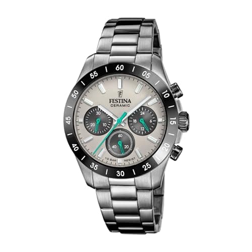 Image of Festina Mens Steel and Ceramic Chronograph Watch with Steel Bracelet F20703/1