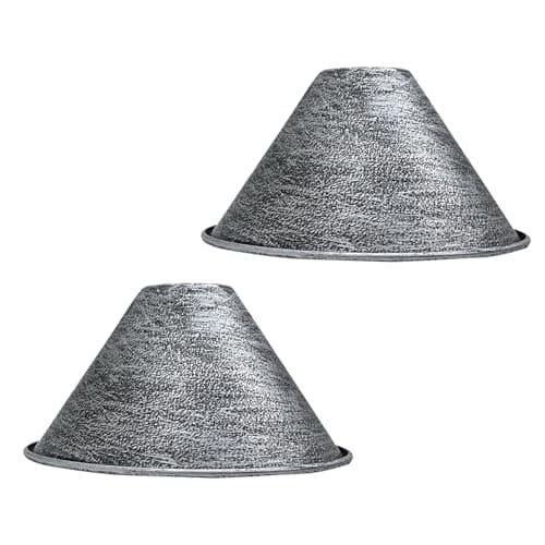 Image of LEDSone Modern Industrial Metal Ceiling Light Shad Easy Fit Pendant Lamp Shade for Living Room, Kitchen, Hallway with Free Reducer Plate (Brushed Silver, Pack-2)