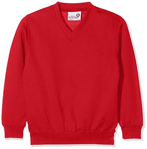Image of AWDis Boy's Kids Academy V-Neck Sweatshirt School Top, Red (Academy Red), 3-4 Years (Manufacturer Size:X-Small)