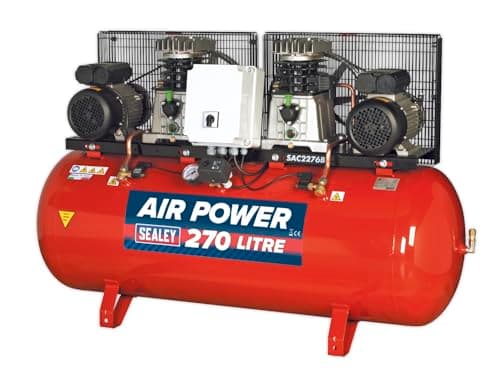 Image of Sealey Sac2276B Compressor 270Ltr Belt Drive 2 X 3Hp with Cast Cylinders