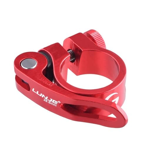 Image of Azarxis Bike Seat Post Clamp Aluminum Alloy Quick Release Bicycle Seatpost Tube Clip 28.6mm 31.8mm 34.9mm for Mountain Bike Road Bike Fixie Gear Track Bike Folding Bike DH MTB BMX (Red - 34.9mm)