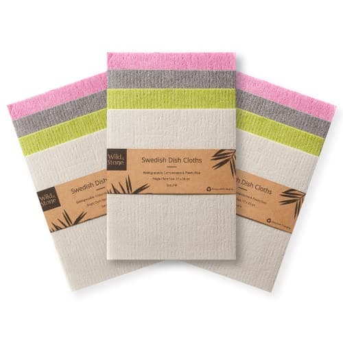 Image of Wild and Stone | Swedish Dish Cloths | Fully Compostable | Biodegradable Cleaning Cloth | Reusable Kitchen Sponge | Kitchen Roll Alternative (3 Pack)