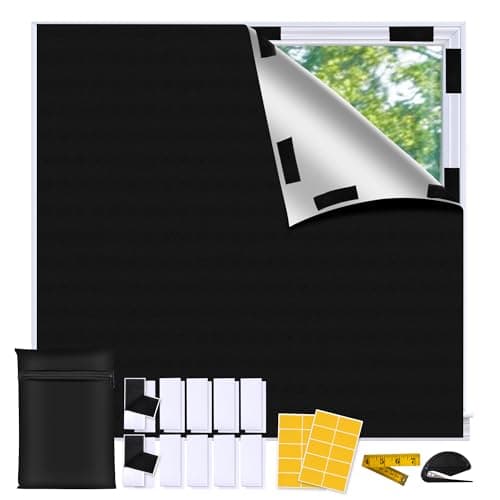 Image of Bemece Portable 100% Blackout Blind, No Drill Blinds Blackout for Windows Fits Any Size Shape, for Bedroom, Nursery, Loft, RV, with Strong adhesive and Velcro-200 * 145