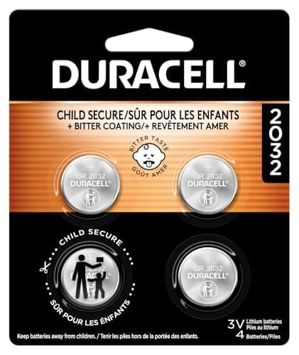 Image of Duracell 2032 Lithium Battery, 4 Count (Pack of 1), Child Safety Features, Compatible with Key Fob, Tea Light Candles and Other Devices, CR2032 Battery