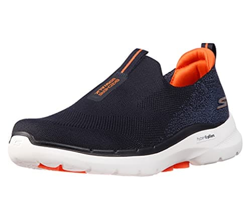 Image of Skechers Men's Gowalk 6-Stretch Fit Slip On Athletic Performance Walking Shoe, Navy Blue Orange, 11 UK