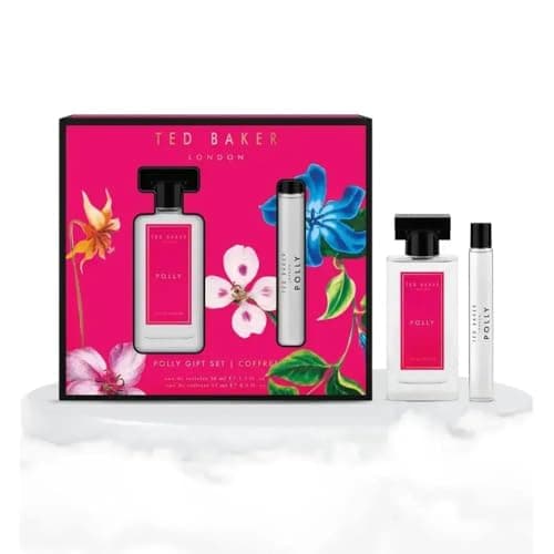 Image of Ted Baker Polly Eau de Toilette Gift Set for Women, 50ml Fruity Floral Perfume with 15ml Rollerball, Feminine Fragrance Duo with Peach, Jasmine and Amber
