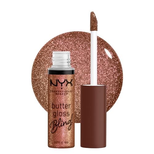 Image of NYX PROFESSIONAL MAKEUP Butter Gloss Bling Lip Gloss, Non Sticky and Shiny Vegan Lip Makeup - Hustla