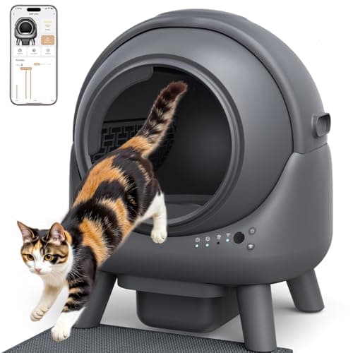 Image of Self Cleaning Cat Litter Tray, FEELNEEDY Odor Control Cat Litter Box, APP Real-Time Monitor, 65L Automatic LitterBox for Multi-cats, Safety Sensors, with 1 Trash Bag