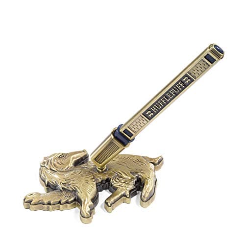 Image of The Noble Collection Harry Potter Gryffindor House Pen and Desk Stand - Die Cast Metal Pen and Lion Mascot Stand - Officially Licensed Film Set Movie Props Wand Gifts Stationery