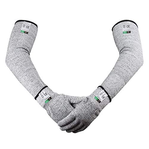 Image of Guyarns Cut Resistant Gloves and Sleeves Set, EN388 Certified and Rated Level 5 (Highest) Cut Resistance, Protective Gloves and Sleeves (M)