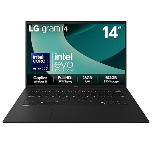Image of LG gram 14Z90T - 14 Inch FHD+ IPS Ultra-Lightweight Laptop, Intel Core Ultra 7 255H - EVO Edition, 16GB RAM, 512GB SSD, Windows 11 Home, gram Hybrid AI, Copilot, Black (2025)