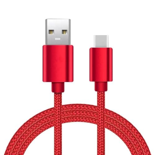Image of World biz USB C Charger Cable, 1M USB to USB C Cable, Braided USB A to USB C Phone Charger Cable for iPhone 15 (Standard Charging), Samsung S22/S21, Hua-wei, Pixel, i-Pad, Switch,More (Red)