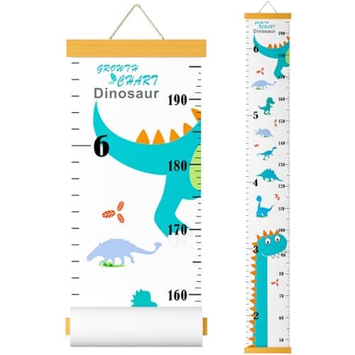 Image of Outivity Height Chart for Kids Wall Hanging Growth Chart Removable Canvas and Wood Measuring Ruler for Baby Girls Boys Toddler Bedroom Nursery Wall Decoration