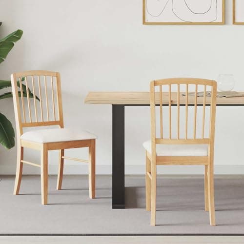 Image of SooIarix Dining Room Chairs, Set of 2, Natural Solid Rubber Wood, 50 x 52.5 x 91 cm, Robust Kitchen Chairs for Dining Area and Versatile Use