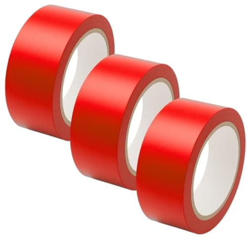 Image of GTSE 50mm x 33m, Red, PVC Vinyl Floor Tape, 3 Rolls, Safety Marking Tape, 0.15mm Thick, Suitable for Dance Floors, Gyms, Warehouse, Sports Industry