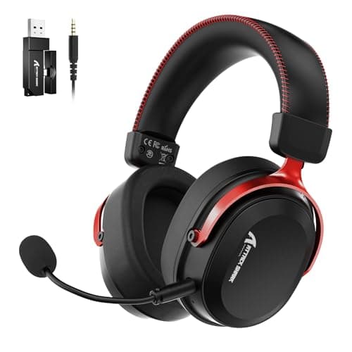 Image of ATTACK SHARK L30PRO Wireless Gaming Headset, 7.1 Surround Sound, EQ Modes, 50mm Drivers, Tri-Mode Connectivity, 1100mAh Battery, Over-Ear Headset with Detachable Noise-Cancelling Mic for PC -Red